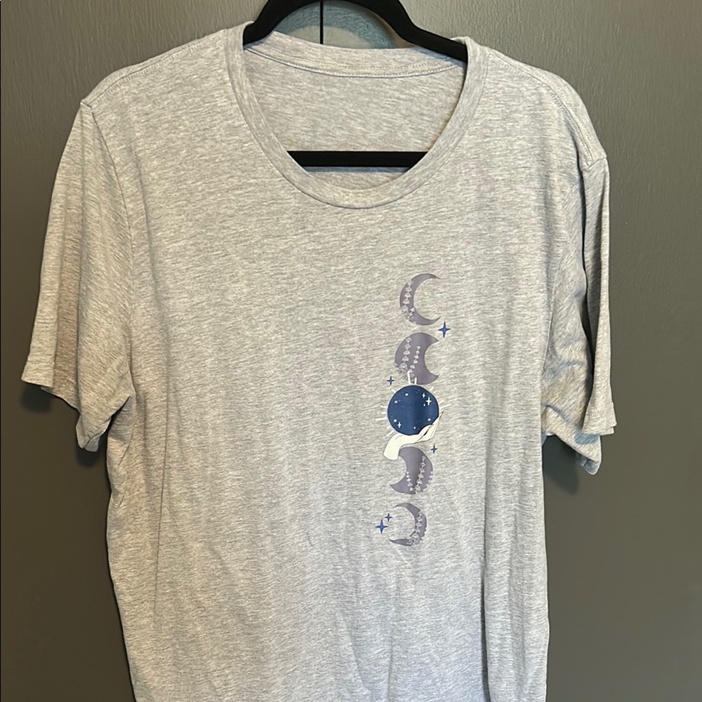 Gray Short Sleeve Tee with Moon Phases